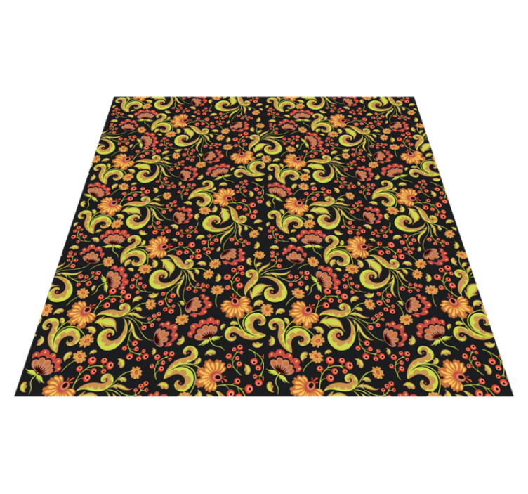 Botanical Twirl Motif flower vinyl rug - TenStickers