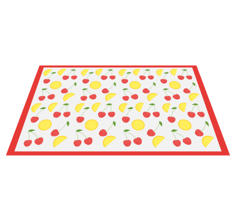 Cherry and Lemon Motif kitchen vinyl rug - TenStickers