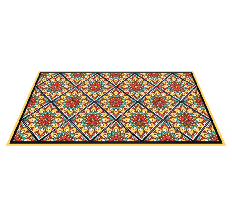 Ethnic yellow motive pattern floor rug - TenStickers