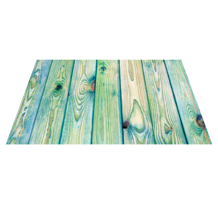Washed blue and green wood effect vinyl rug - TenStickers