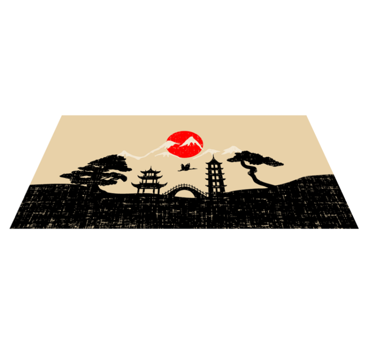 Japanese Garden silhouette modern rug - TenStickers