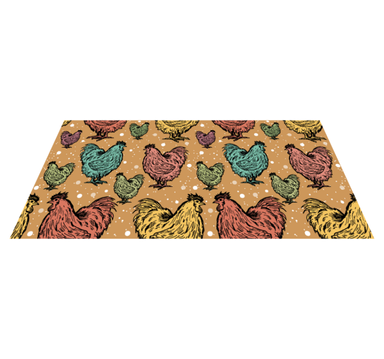 Roosters colorful chicken pattern animal rug - TenStickers