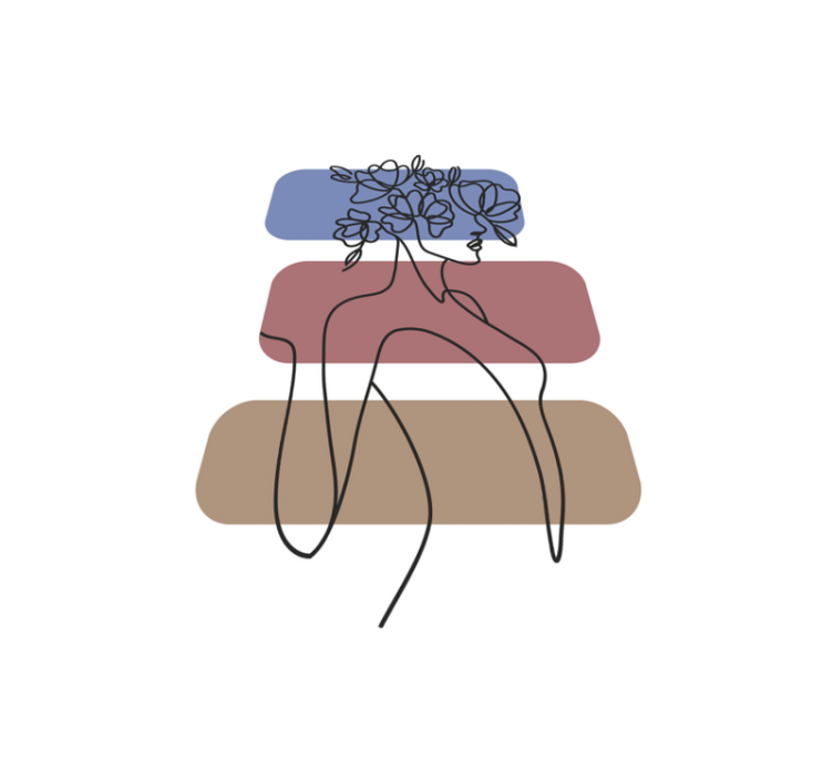 Graceful Botanical Outline minimalist vinyl rug - TenStickers