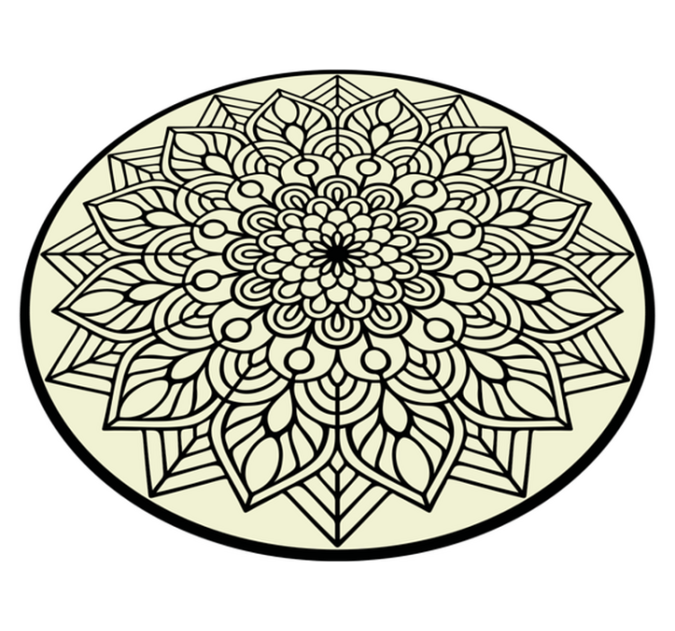 Graceful Botanical Emblem mandala vinyl rug - TenStickers