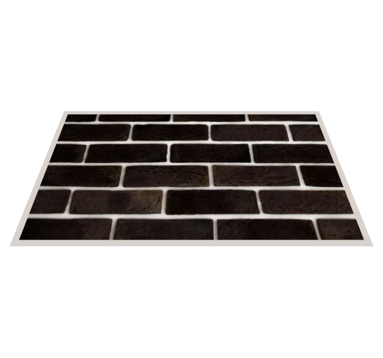Black brickpattern stone effect vinyl rug - TenStickers