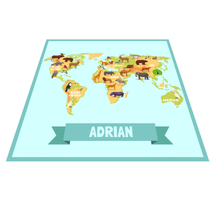 Colourful animals from the continents map rug - TenStickers