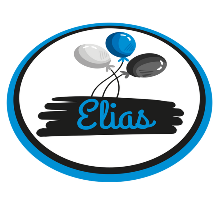 Personalised grey and blue balloons vinyl rug - TenStickers