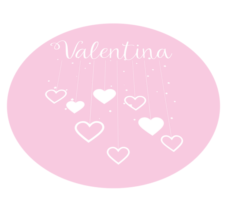 Hanging pink hearts with name vinyl rug - TenStickers