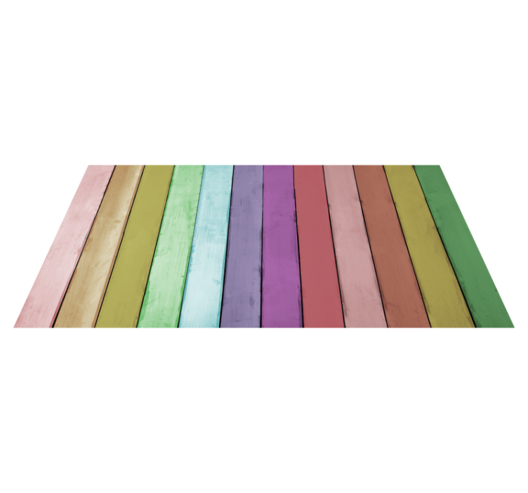 Vibrant rainbow lines wood vinyl rug - TenStickers