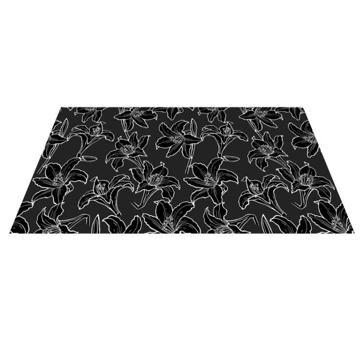 Black Floral Arrangement flower vinyl rug - TenStickers