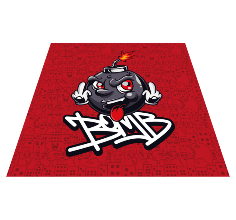 Cartoon Bomb Character teenager vinyl rug - TenStickers
