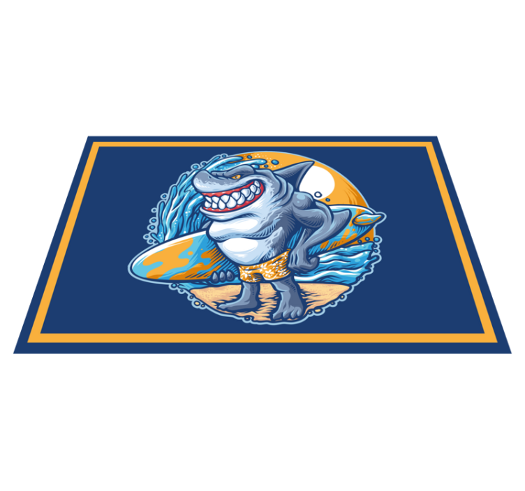 Surfboard shark cartoon  modern rug - TenStickers