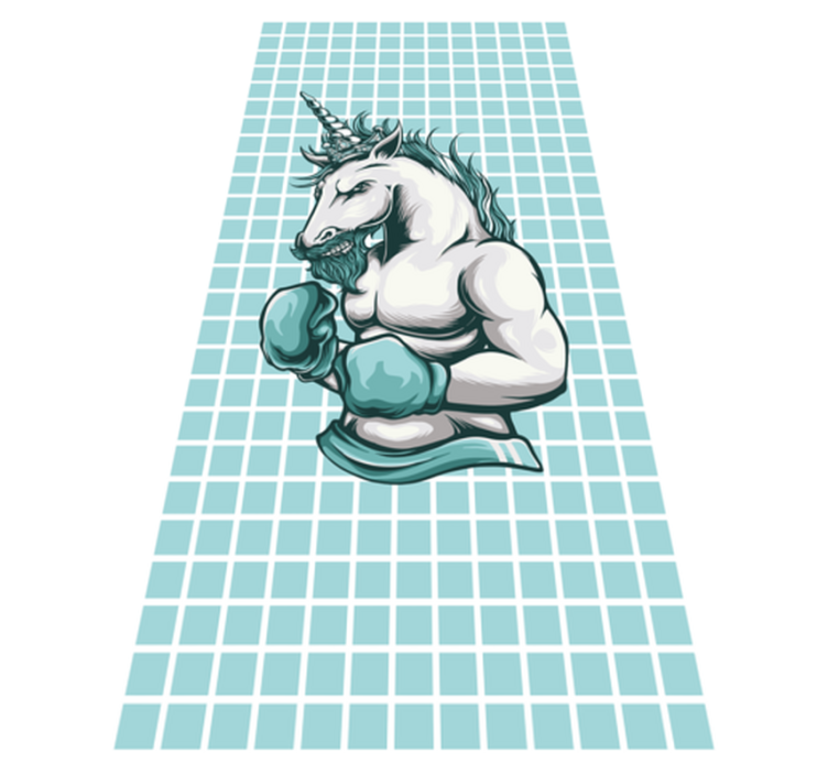 Boxing Unicorn Illustration teenager vinyl rug - TenStickers