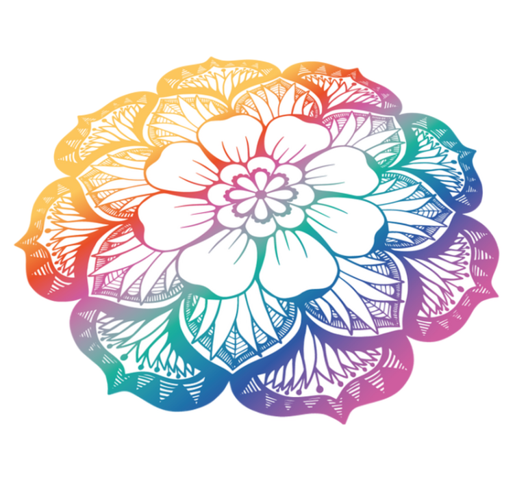 Colorful Floral Motif mandala vinyl rug - TenStickers