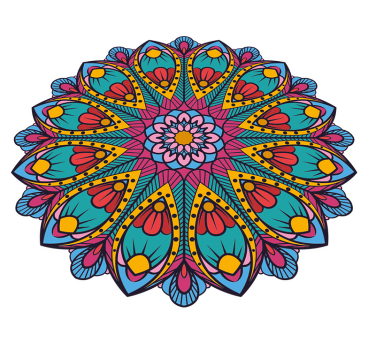 Colorful Floral Illustration mandala vinyl rug - TenStickers
