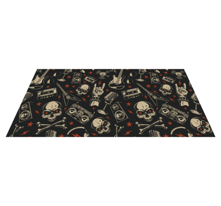 Grunge musical pattern with skulls rug - TenStickers