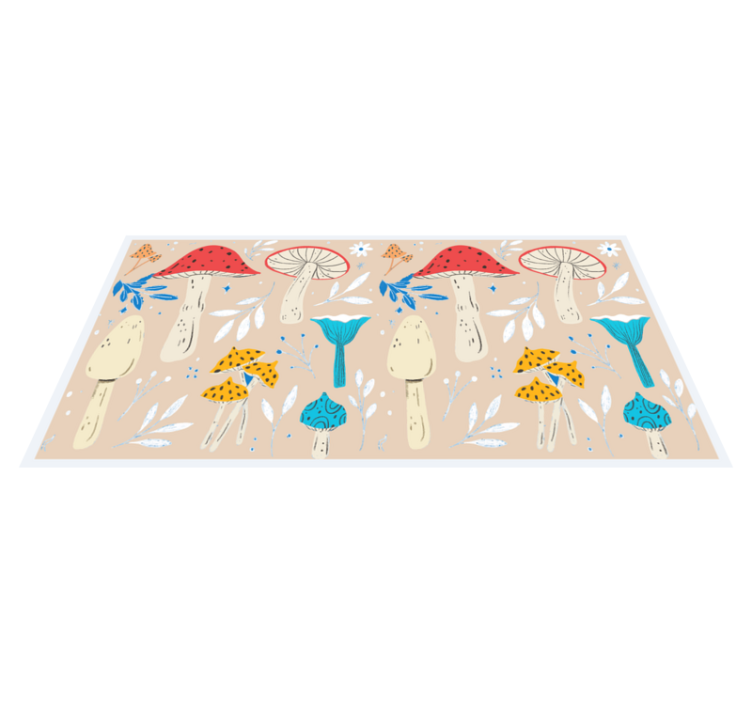 Classic mushrooms beige background floral rug - TenStickers