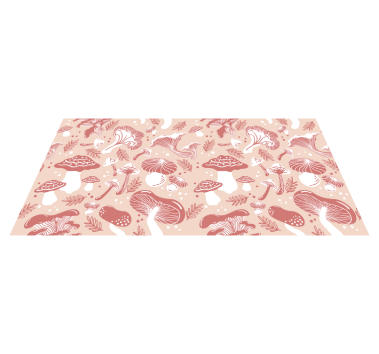 Pink mushroom and leaves pattern floral rug - TenStickers