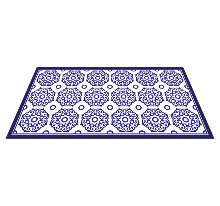 Ornate Blue Patterns tile vinyl rug - TenStickers
