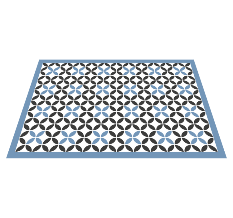 Overlay blue circular pattern geometric vinyl rug - TenStickers