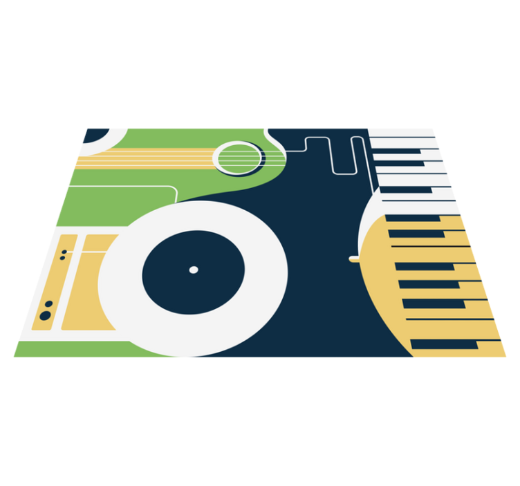 Musical instrument motif rectangular vinyl rug - TenStickers