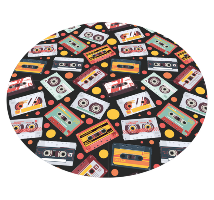 Vintage vinyl rug with cassette design pattern - TenStickers