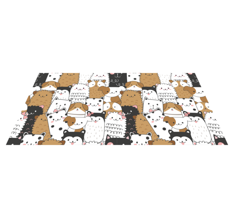 Animal vinyl rug with cute animal faces - TenStickers