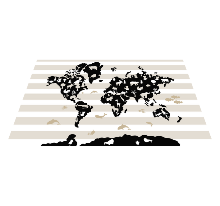 Animal Silhouettes world map vinyl rug - TenStickers