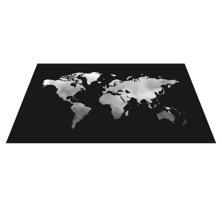 Grey colour gradient world map rug - TenStickers