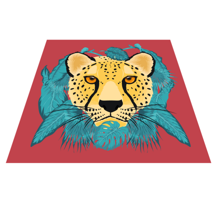 Oriental style leopard graphic  animal rug - TenStickers