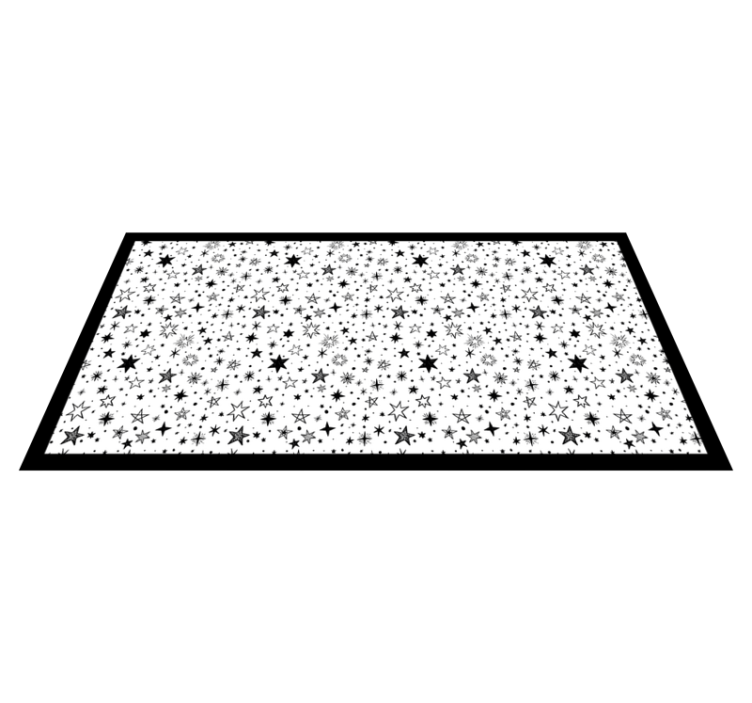 Black star white background rectangular rug - TenStickers