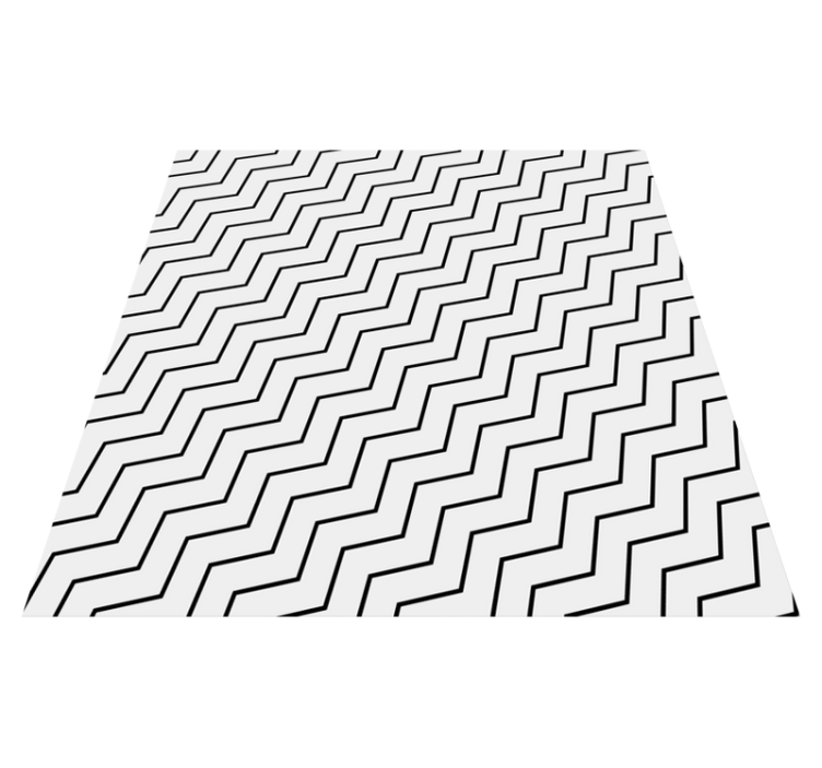 Thin black zig zag on beige square vinyl rug - TenStickers