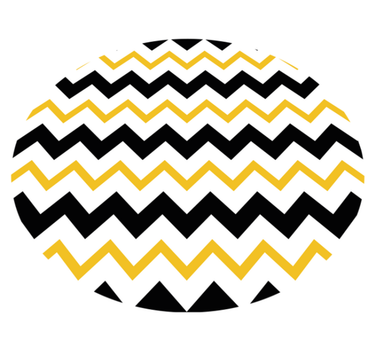 Black and yellow zig zag lines circular rug - TenStickers
