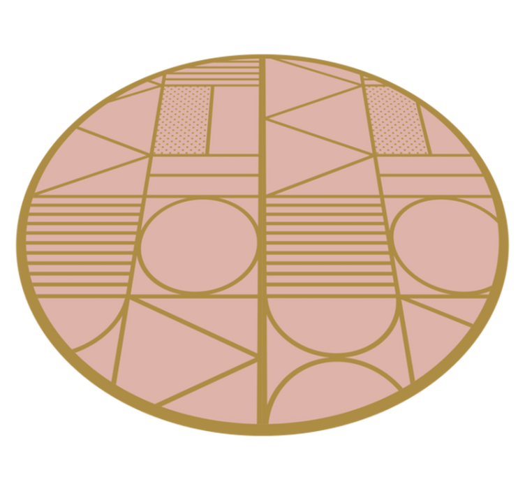 Gold and pink geometric shapes circular rug - TenStickers
