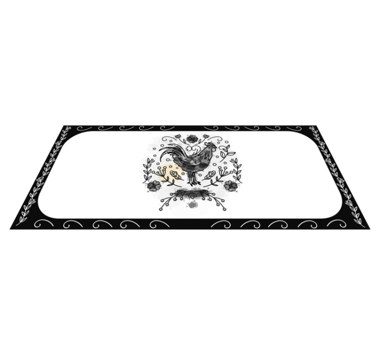 Charming Rooster Motif flower vinyl rug - TenStickers