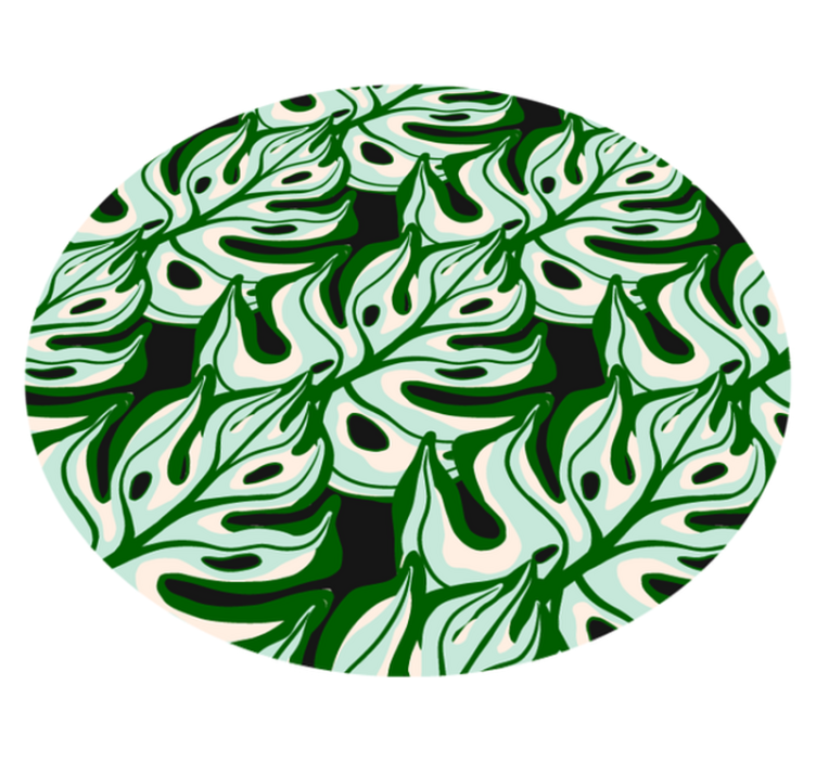 Green splashy flora pattern circular rug - TenStickers