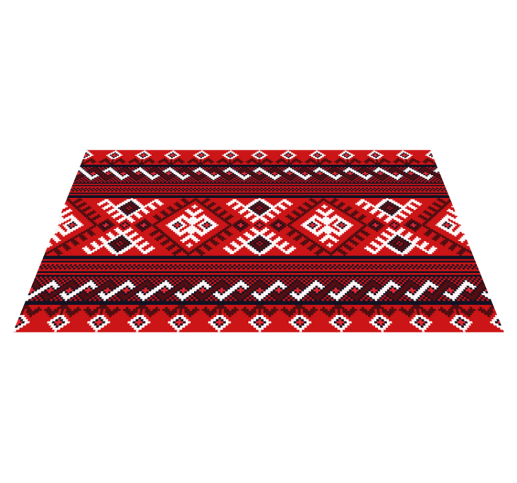 Red geometric patterns ethnic vinyl rug - TenStickers