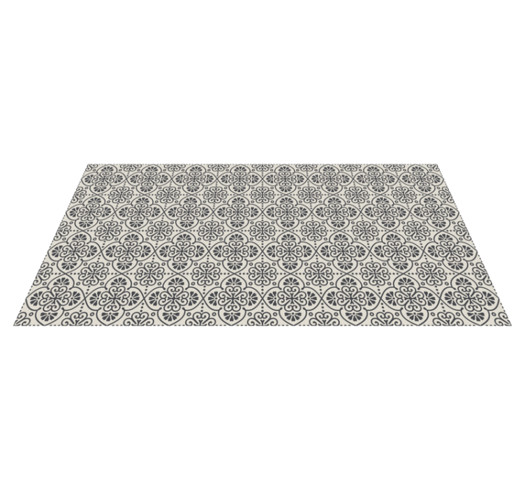 Beige and black flower style tile carpet - TenStickers
