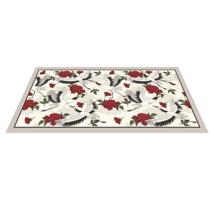 Calming earth tones bird pattern floral rug - TenStickers