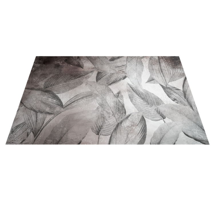 Leafy monochrome pattern flower vinyl rug - TenStickers