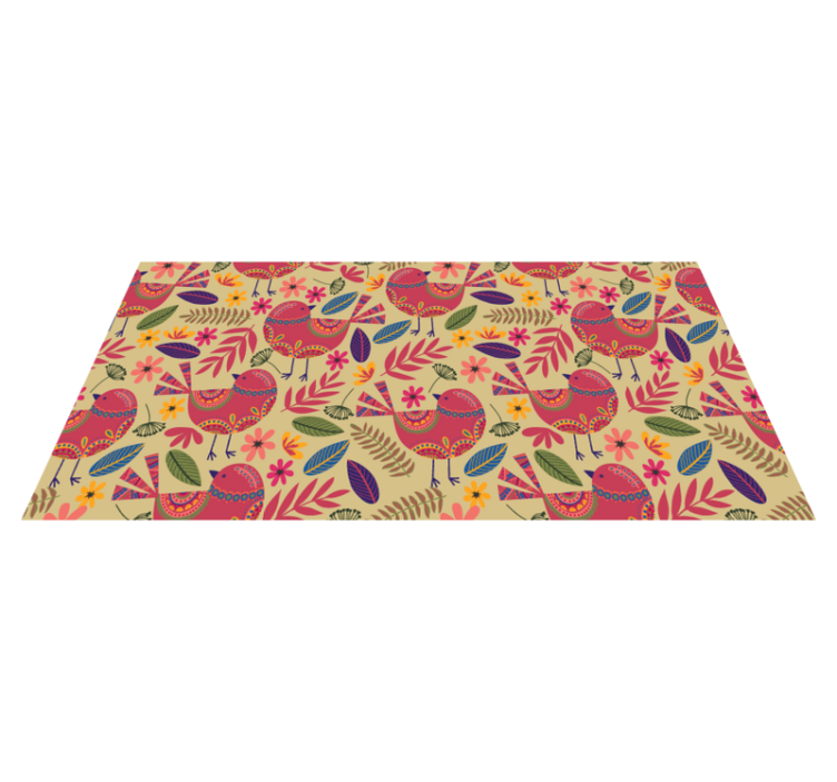 Colorful birds folk art pattern floral rug - TenStickers