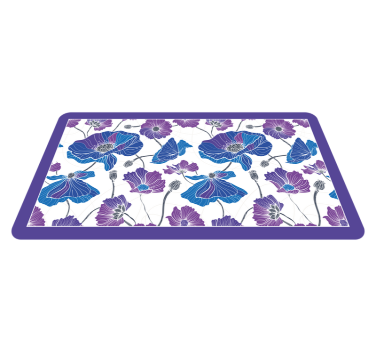 Blue botanical dream flower vinyl rug - TenStickers