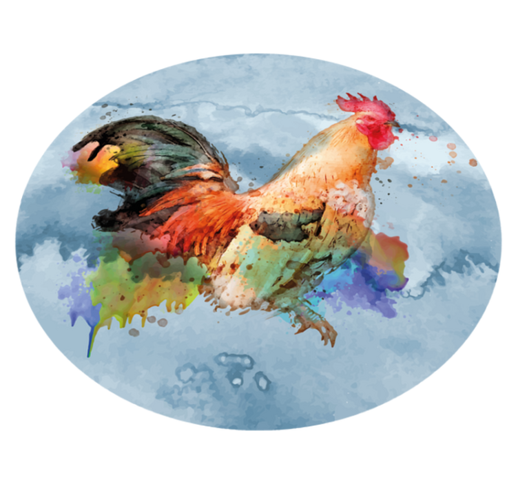 Animal print vinyl rug colorful rooster splash - TenStickers