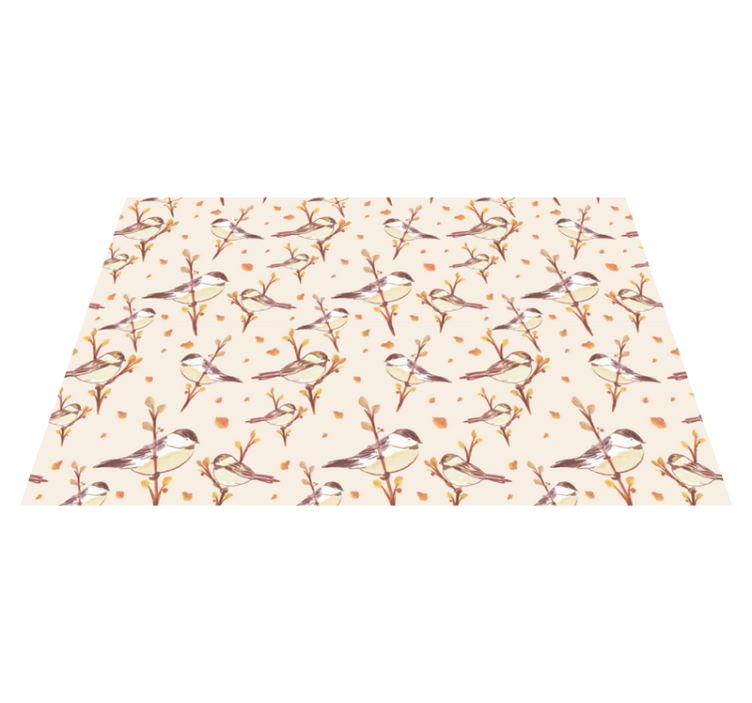 Enchanting Bird Motifs flower vinyl rug - TenStickers