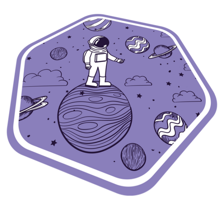 Astronaut draw with planets bedroom rug - TenStickers