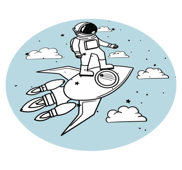 Rocket astronaut and stars  bedroom rug - TenStickers