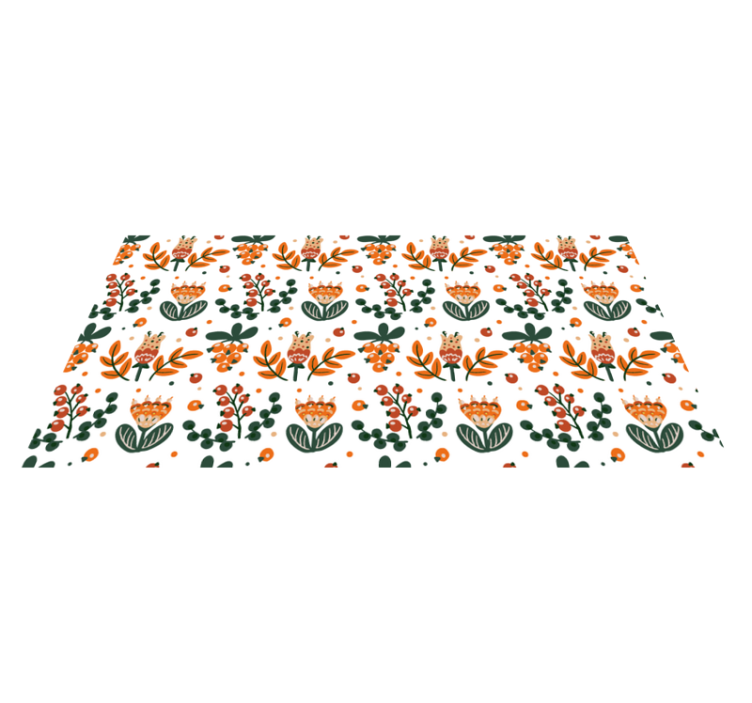 Red flowers with berries floral rug - TenStickers