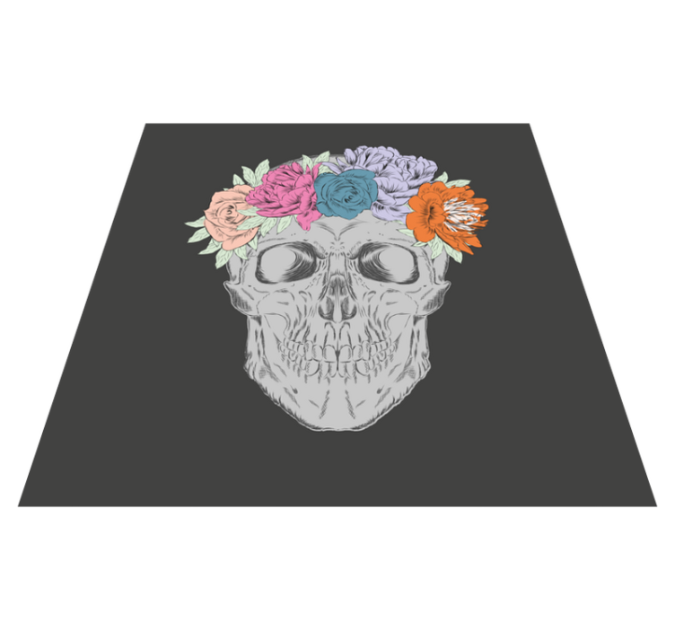 Floral Skull Art teenager vinyl rug - TenStickers