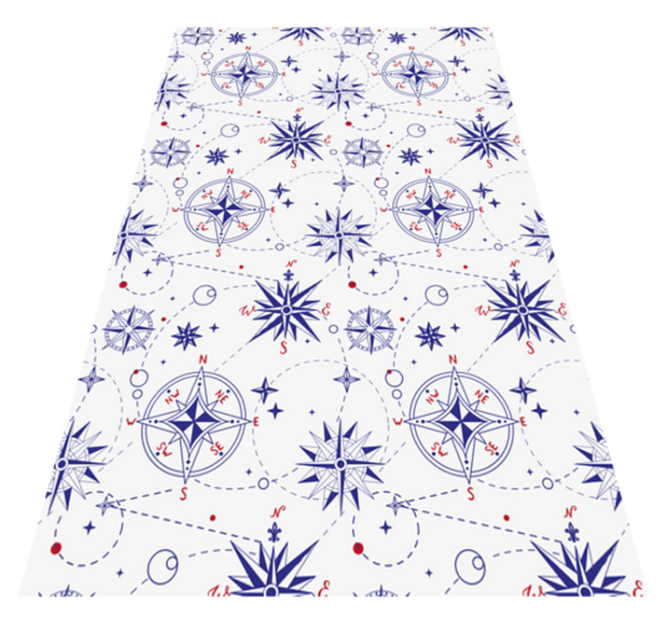 Nautical compass motif bathroom vinyl rug - TenStickers