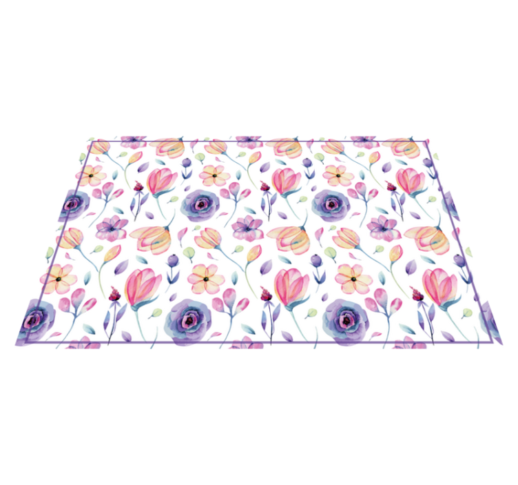 Floral Watercolor Pattern flower vinyl rug - TenStickers